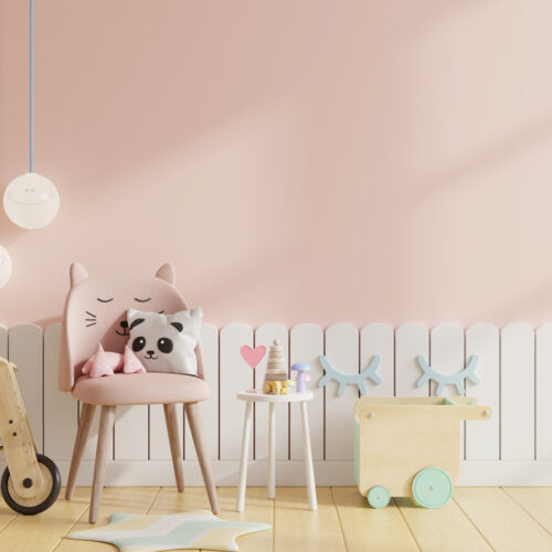 mock-up-wall-in-the-children-s-room-with-chair-in-light-pink-color-wall-background-3d-rendering